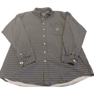 Cinch Long Sleeve Button Down Black & Tan Western Steer Head Print Men XL